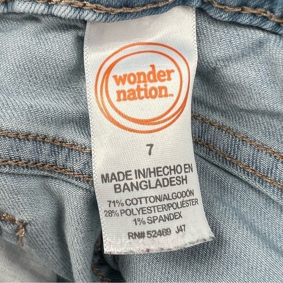 Wonder Nation Girl's Wide Leg Adjustable Ankle Strap Jeans Size 7 - Picture 2 of 5